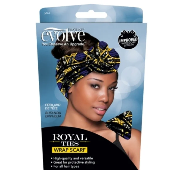 NWT Firstline Evolve Royal Ties Wrap Head Scarf Yellow and Blue Patterned - Picture 6 of 12